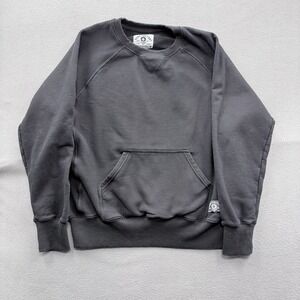 Zero Foxtrot Sweatshirt Mens Medium Black Fleece Raglan Crewneck Kangaroo Pocket